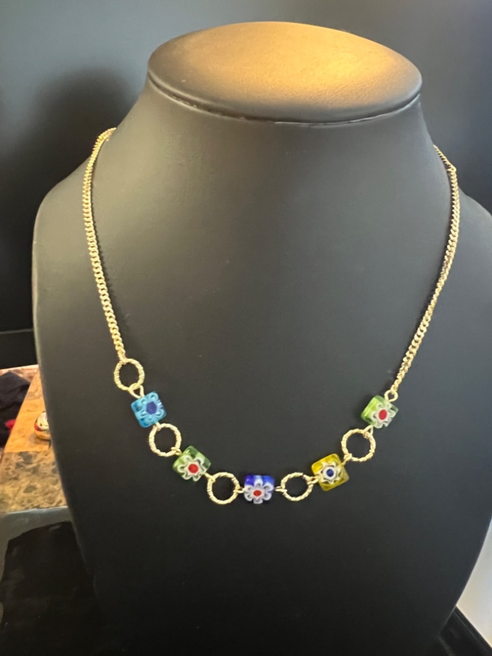 Beautiful Multi-Colored Necklace with Gold Chain NWT - Picture 3 of 5